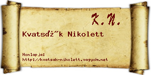 Kvatsák Nikolett névjegykártya